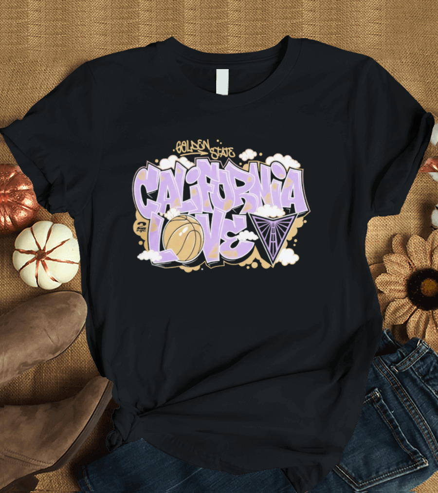 Golden State Valkyries Sportiqe X 2PAC California Love Basketball Clouds T-Shirt