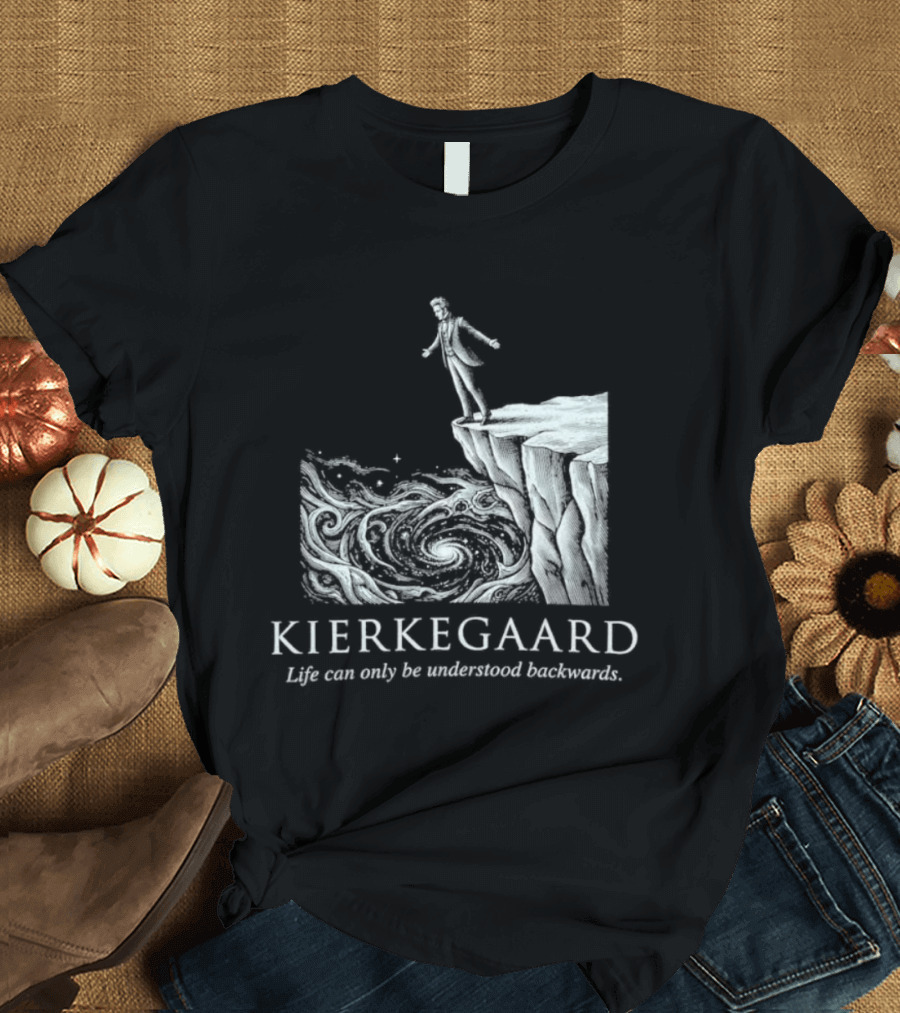 Kierkegaard Life Can Only Be Understood Backwards Cliff Edge T-Shirt
