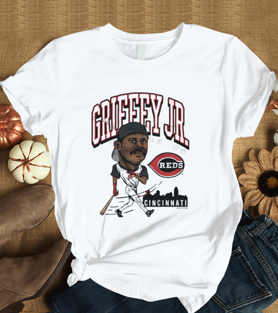 Cincinnati Reds Griffey Jr Caricature Tri Blend T-Shirt