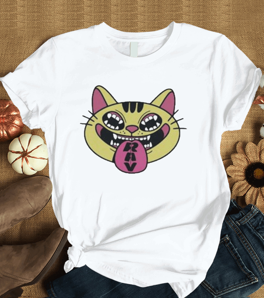 Exociety Rav Cat Vestiges Wild And Funky Cat Face T-Shirt