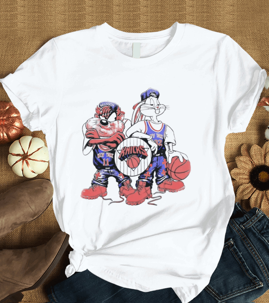 Officila Looney Tunes Bugs Bunny Taz Knicks NYK Basketball T-Shirt