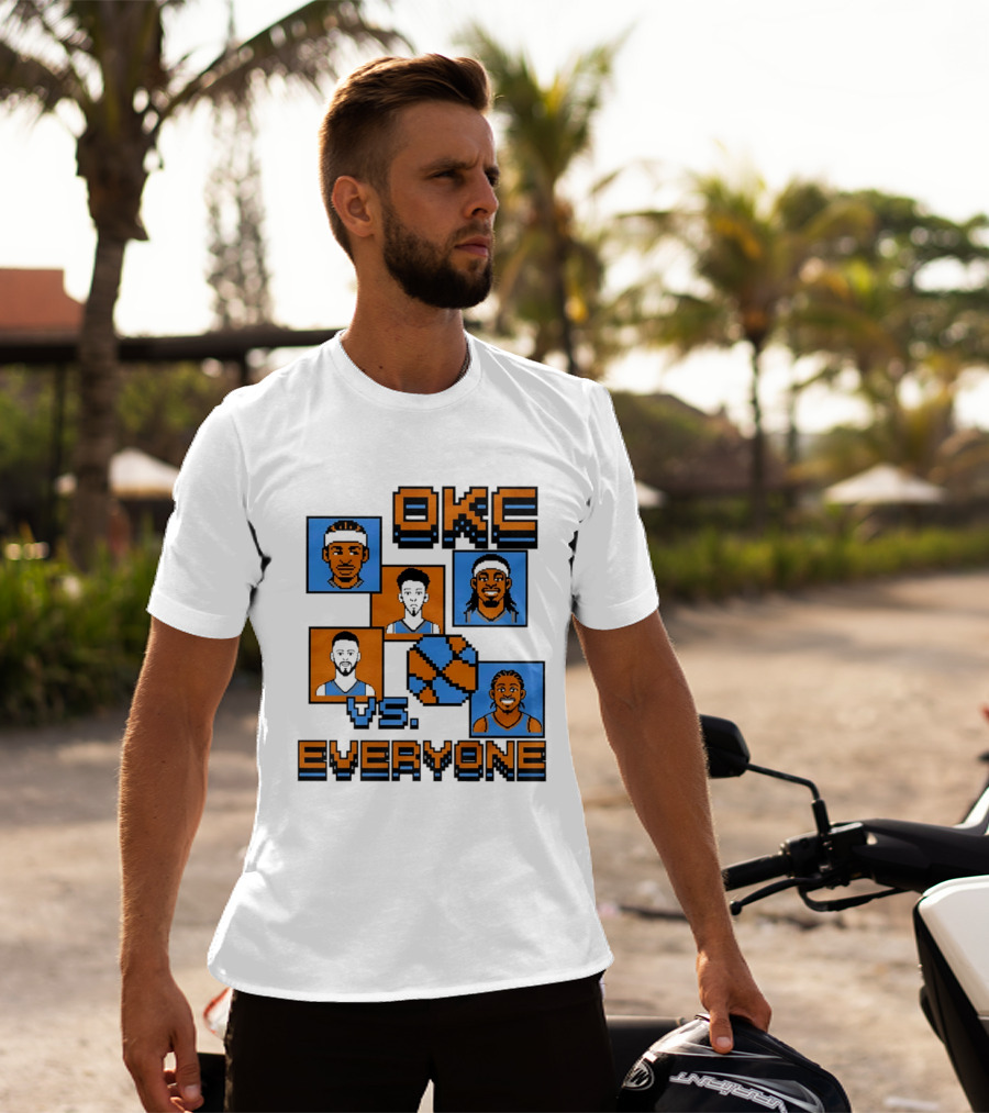 Oklahoma City Thunder OKC Vs Everyone 8 Bit Basketball Pixel Art Characters T-Shirt
