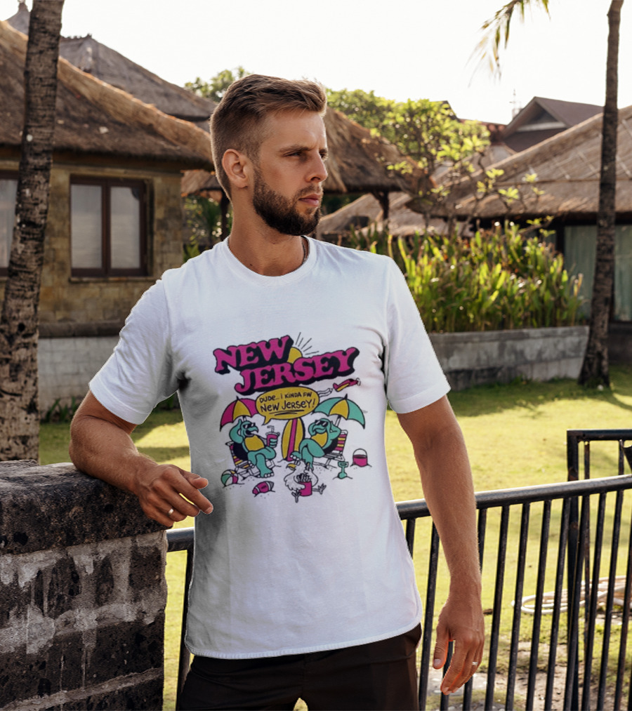 New Jersey 2026 Vibe Cartoon Relaxing Beach Chill Fun T-Shirt