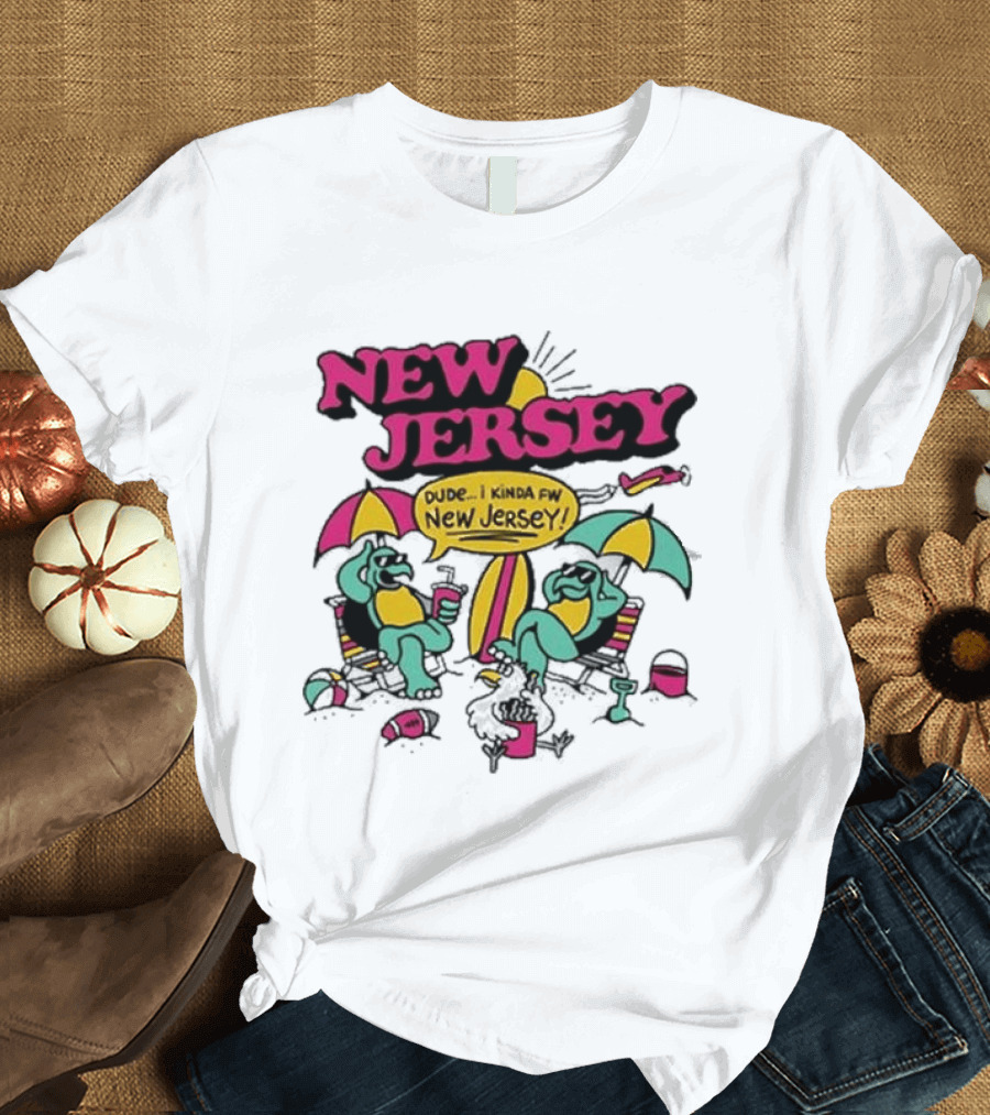 New Jersey 2026 Vibe Cartoon Relaxing Beach Chill Fun T-Shirt