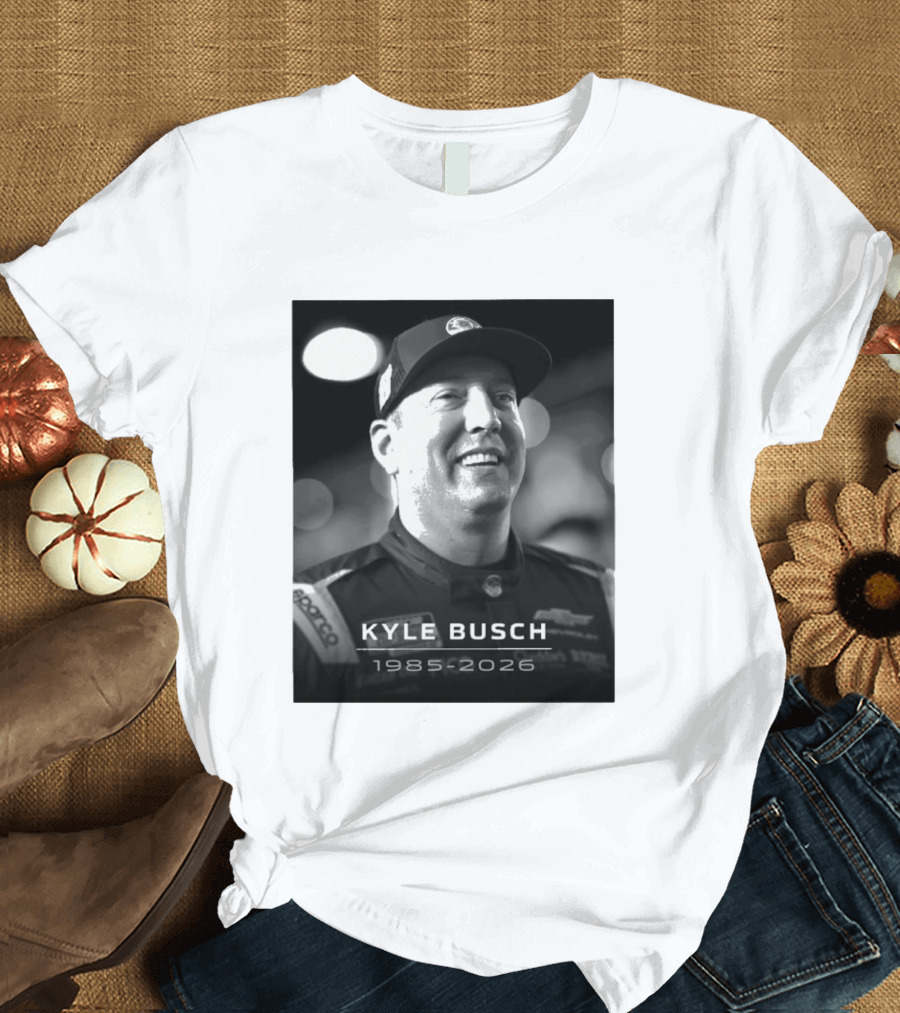 Kyle Busch 1985 2026 Racing Tribute Black And White T-Shirt