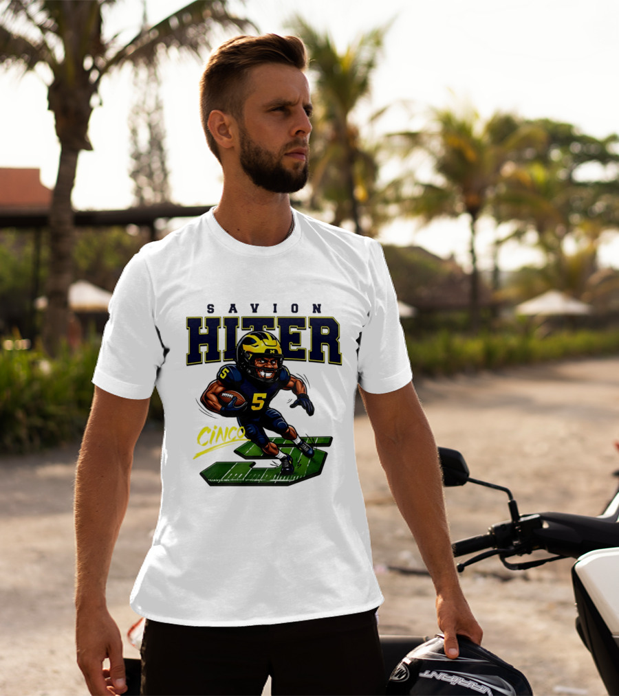 Savion Hiter Michigan Football Cinco 5 Mascot Caricature T-Shirt