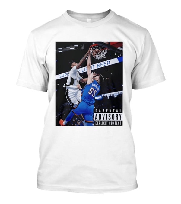 Parental Advisory Explicit Content Dunk Contest New York Knicks Mitchell Robinson Basketball Photo T-Shirt