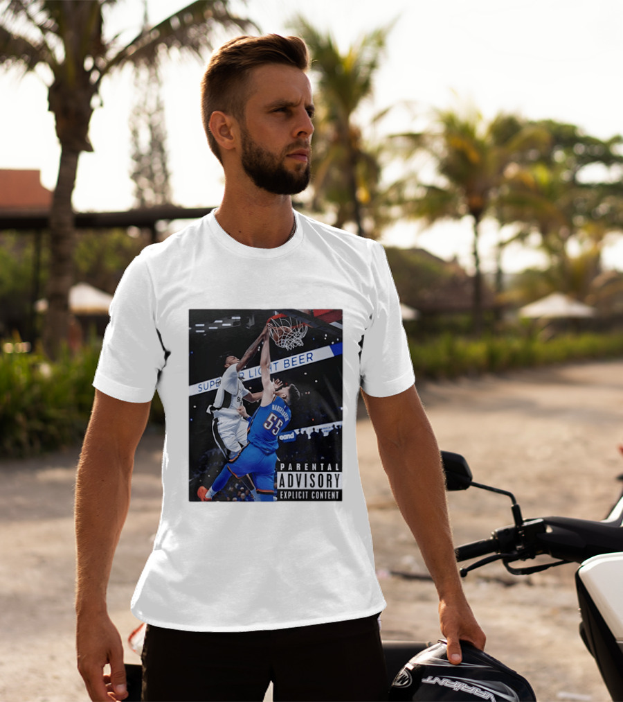 Parental Advisory Explicit Content Dunk Contest New York Knicks Mitchell Robinson Basketball Photo T-Shirt