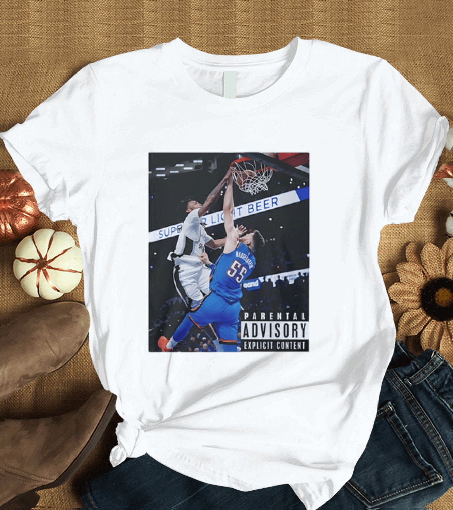 Parental Advisory Explicit Content Dunk Contest New York Knicks Mitchell Robinson Basketball Photo T-Shirt