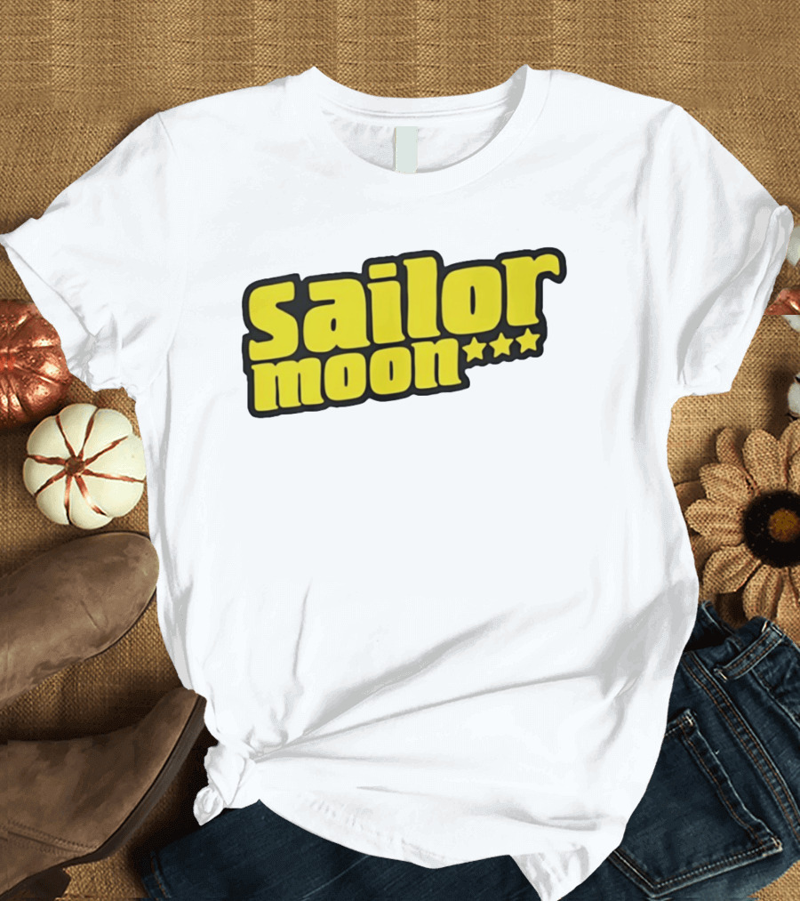 Sailor Moon Yellow Text With Stars T-Shirt
