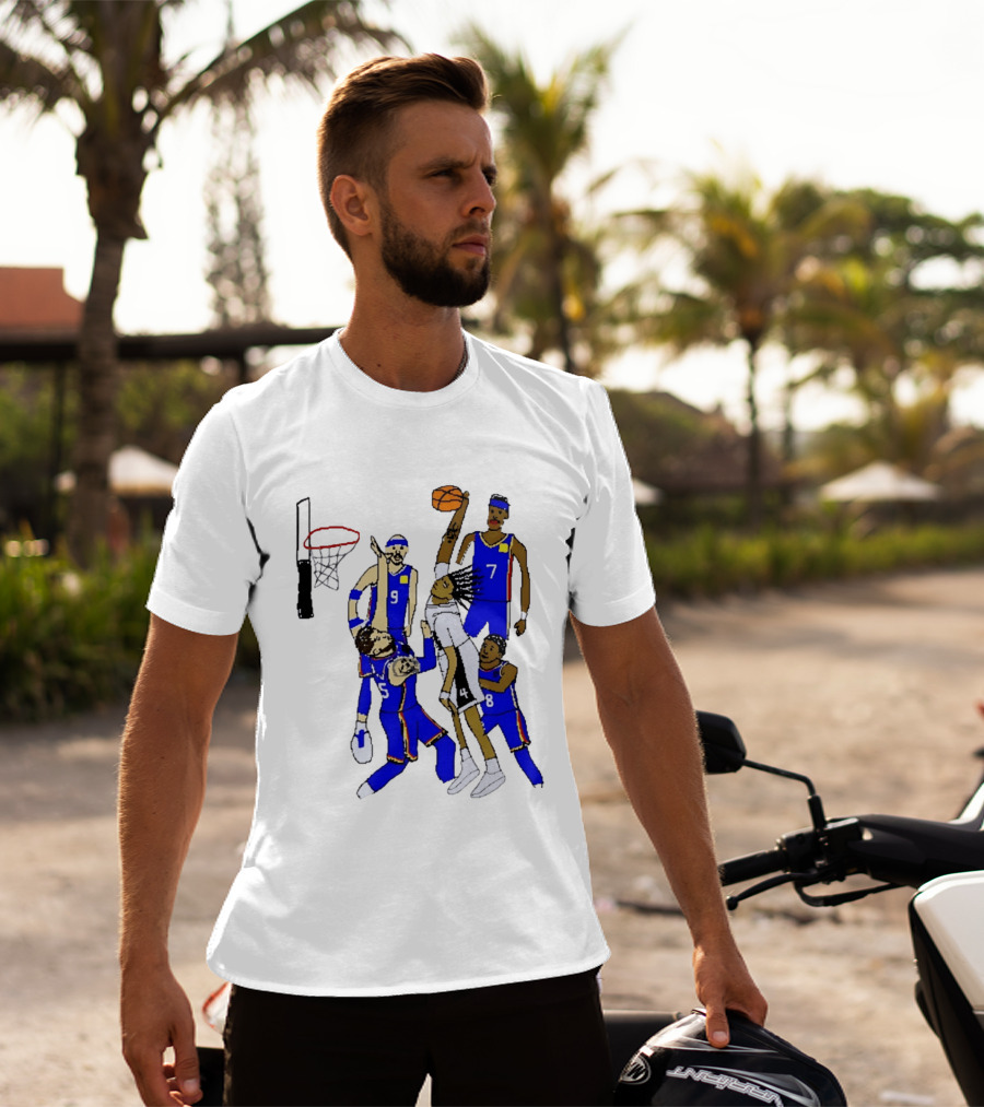 Stephon Castle Dunk Basketball Blue Team Number 4 Drawing T-Shirt