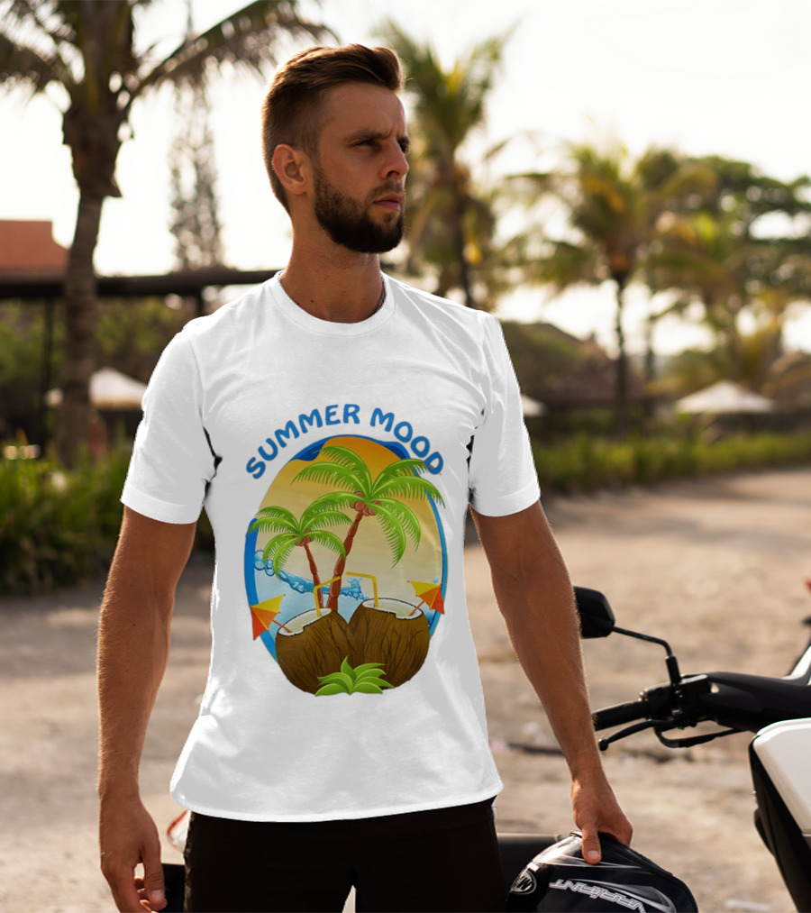 Summer Mood Tropical Palm And Coconut Drink Fiesta T-Shirt