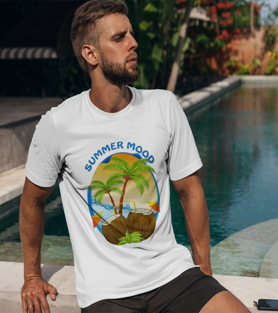 Summer Mood Tropical Palm And Coconut Drink Fiesta T-Shirt