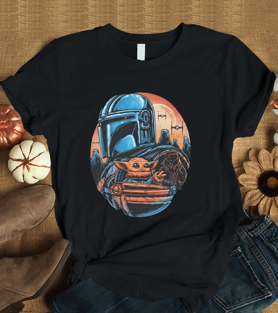 Din Djarin And Grogu Mandalorian Saga Rise Against The Empire T-Shirt