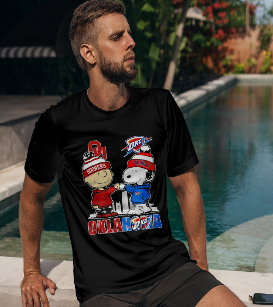 Oklahoma Sooners OU Snoopy OKC Thunder Unity Skyline T-Shirt