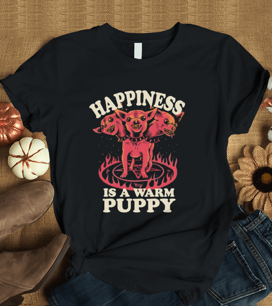 Happiness Is A Warm Three Headed Puppy Cerberus Greek Mythology T-Shirt