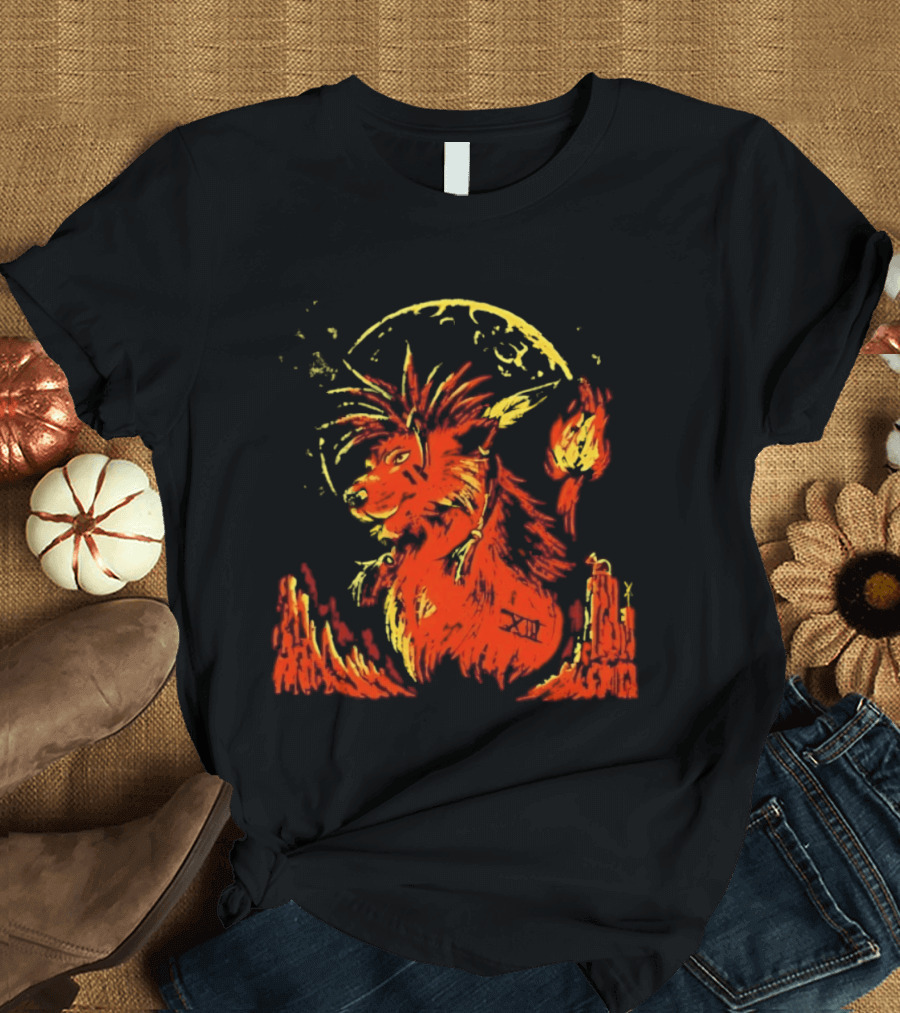 Red XIII Final Fantasy Guardian Of The Canyon Moonlit Fire Aura T-Shirt