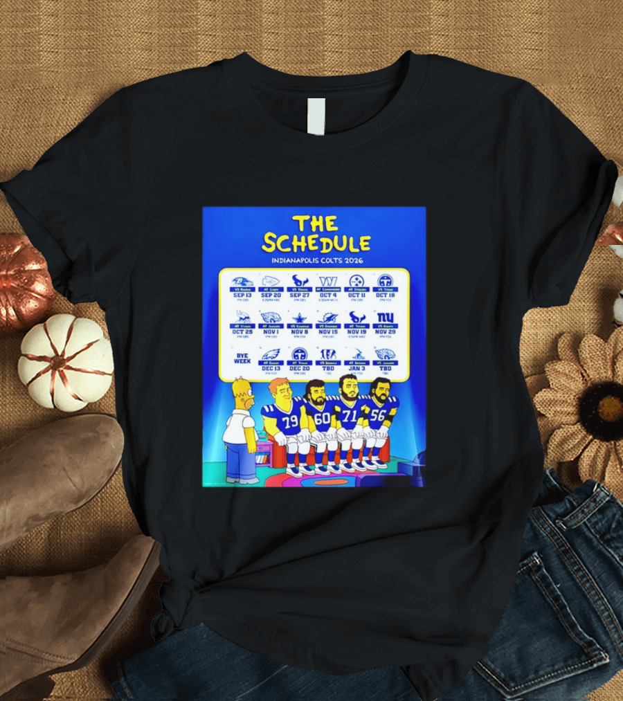 The Schedule Indianapolis Colts 2026 Simpsons Characters NFL Teams Matchups T-Shirt