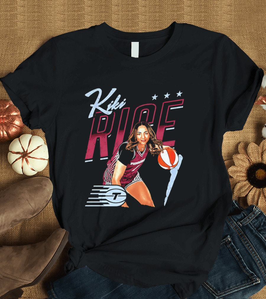 Kiki Rice Toronto Tempo Player Three Stars Basketball Pose T-Shirt