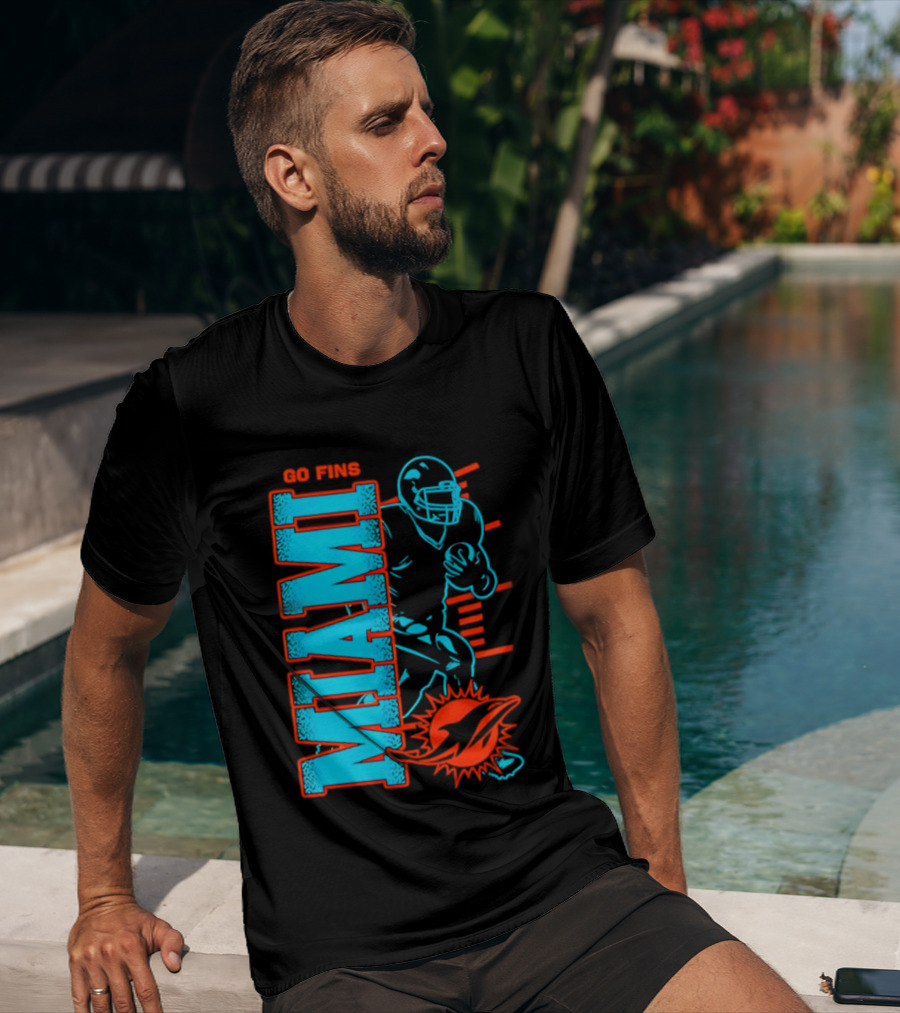Miami Dolphins Go Fins Football Player T-Shirt