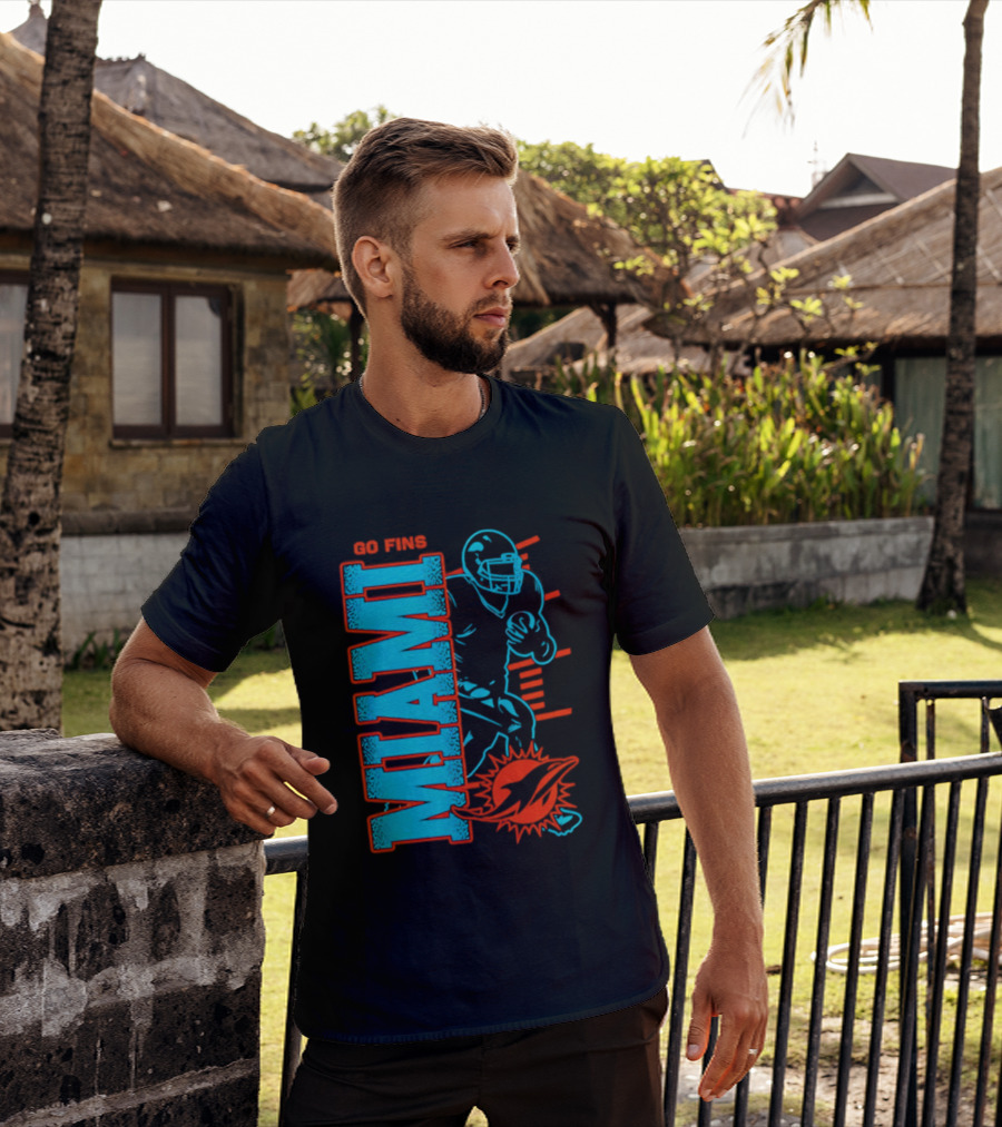 Miami Dolphins Go Fins Football Player T-Shirt