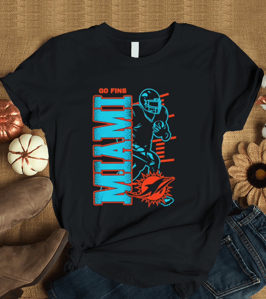 Miami Dolphins Go Fins Football Player T-Shirt