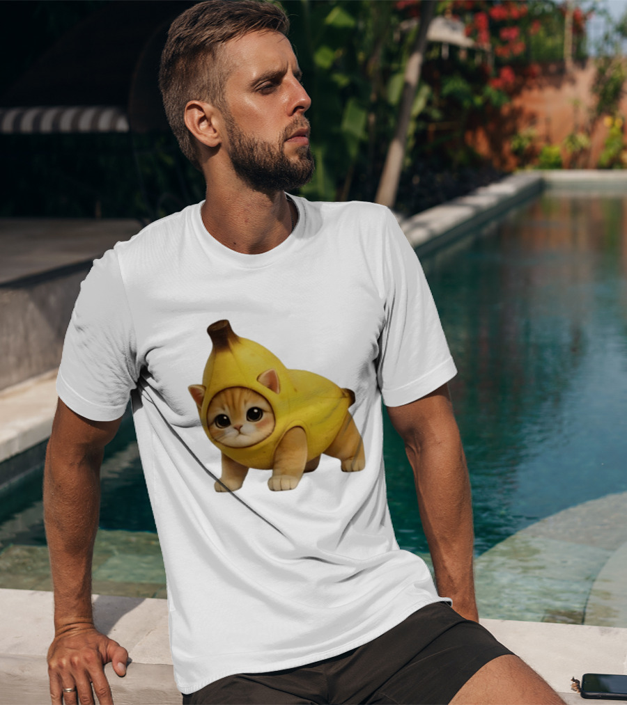 Banana Kitty Cute Cat In Fruit Costume T-Shirt