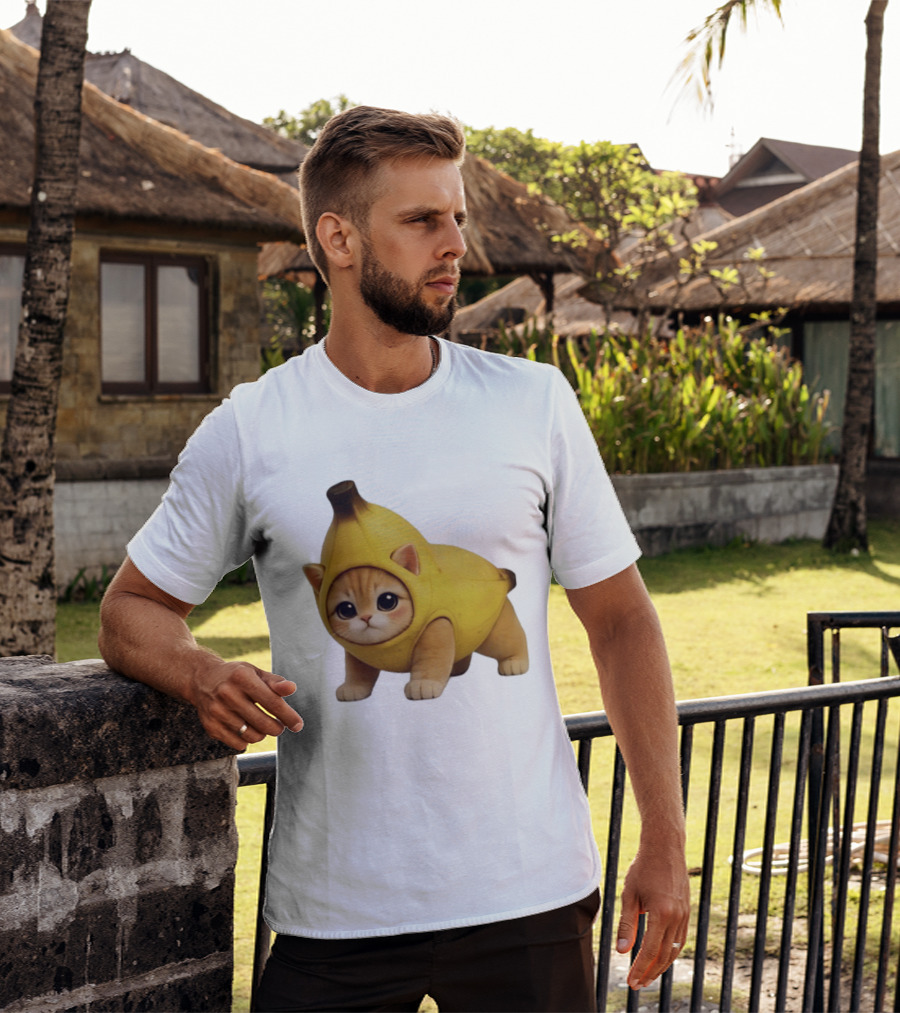 Banana Kitty Cute Cat In Fruit Costume T-Shirt