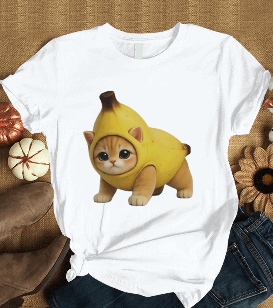 Banana Kitty Cute Cat In Fruit Costume T-Shirt