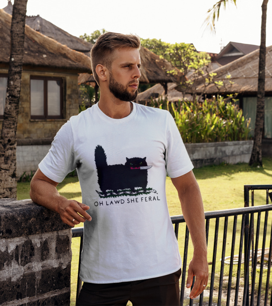 Oh Lawd She Feral Cat Knife Snake T-Shirt
