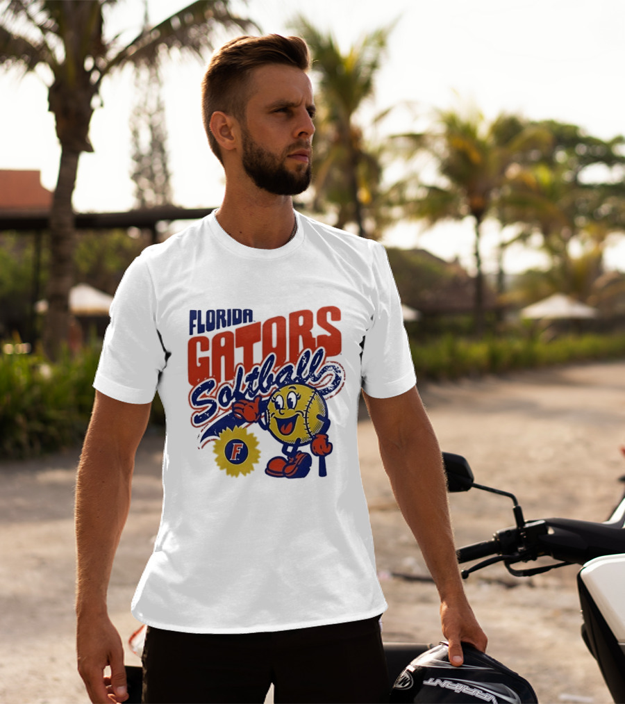 Florida Gators Softball Sunflower Vintage Cartoon Baseball T-Shirt