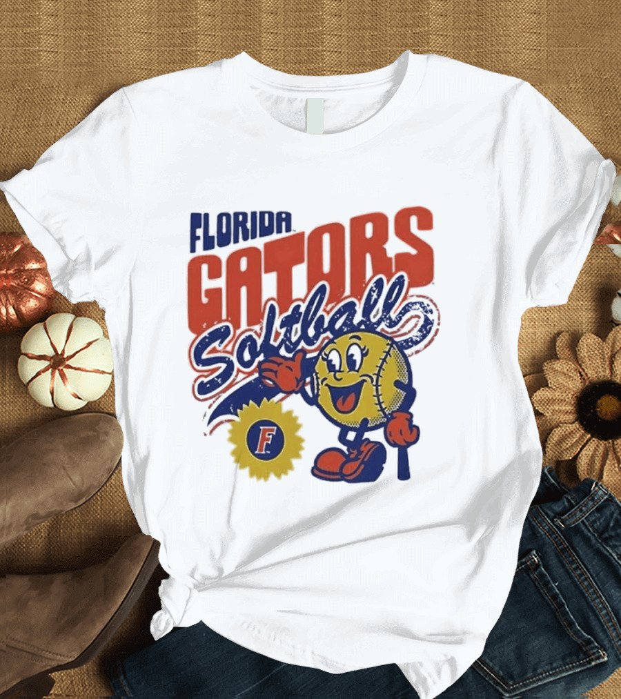 Florida Gators Softball Sunflower Vintage Cartoon Baseball T-Shirt