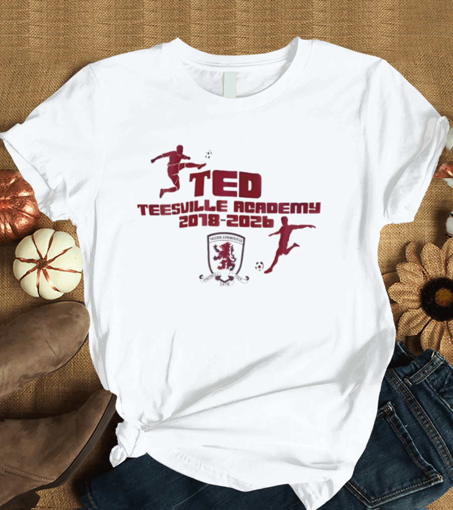 Middlesbrough FC Ted Teesville Academy 2018 2026 Soccer Crest Footballer T-Shirt