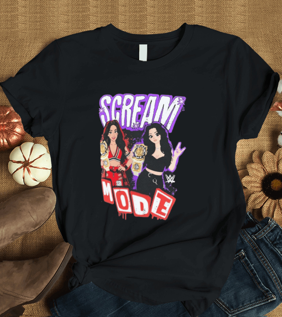 Scream Mode Paige Vs Brie Bella Cartoon WWE Champions T-Shirt