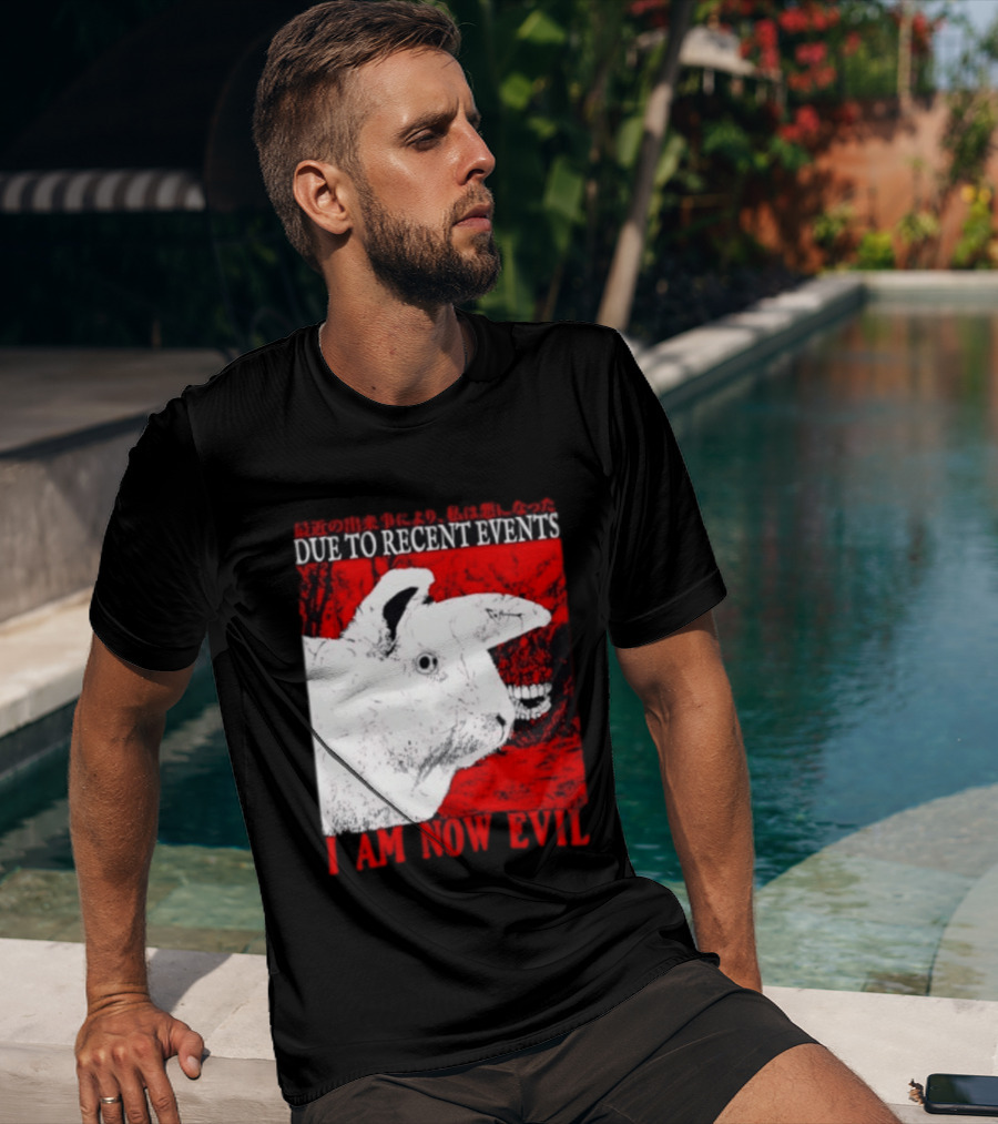 Rabbit Due To Recent Events I Am Now Evil Creepy Red T-Shirt