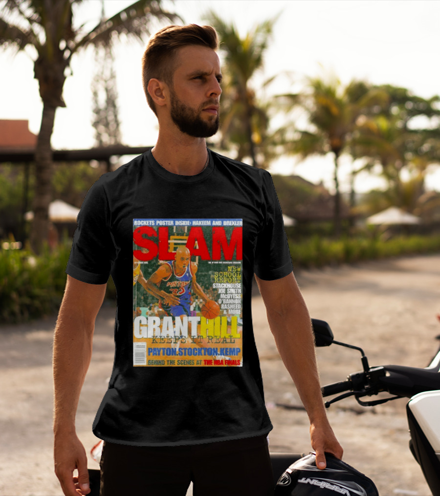 SLAM Granthill Keeps It Real Payton Stockton Kemp Pistons Basketball NBA Finals Hakeem Drexler T-Shirt
