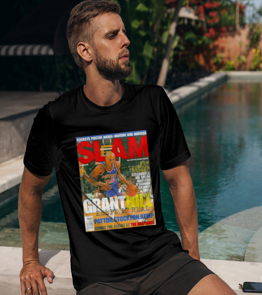 SLAM Granthill Keeps It Real Payton Stockton Kemp Pistons Basketball NBA Finals Hakeem Drexler T-Shirt