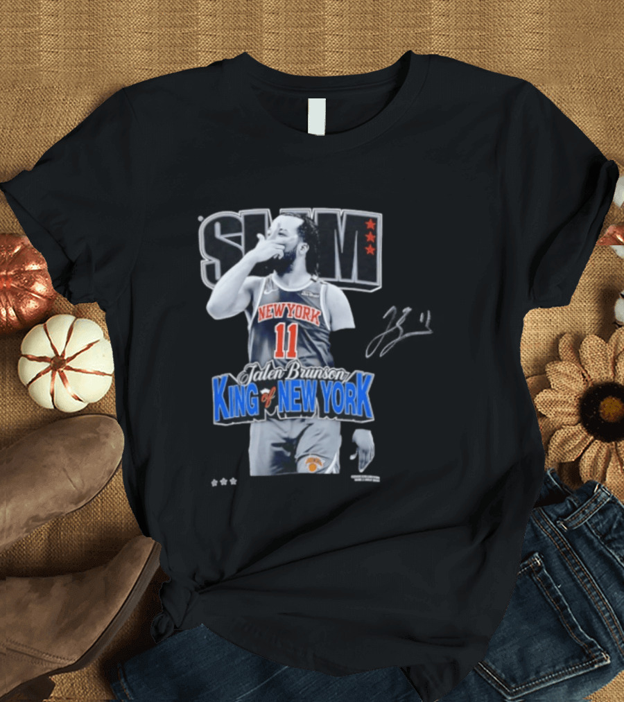 Slam Jalen Brunson King Of New York Knicks 11 Autographed Cover T-Shirt