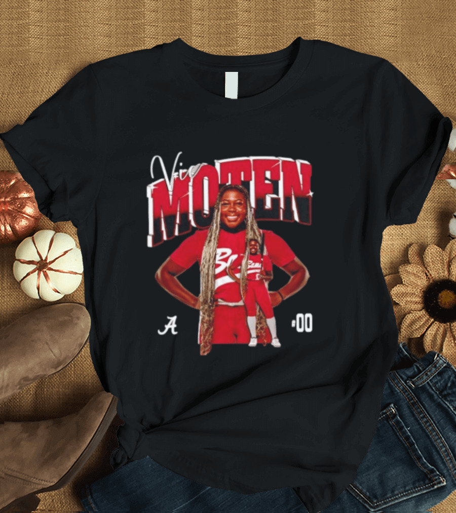 Vic Moten 00 Alabama Crimson Tide Softball Red Uniform Player Pose T-Shirt