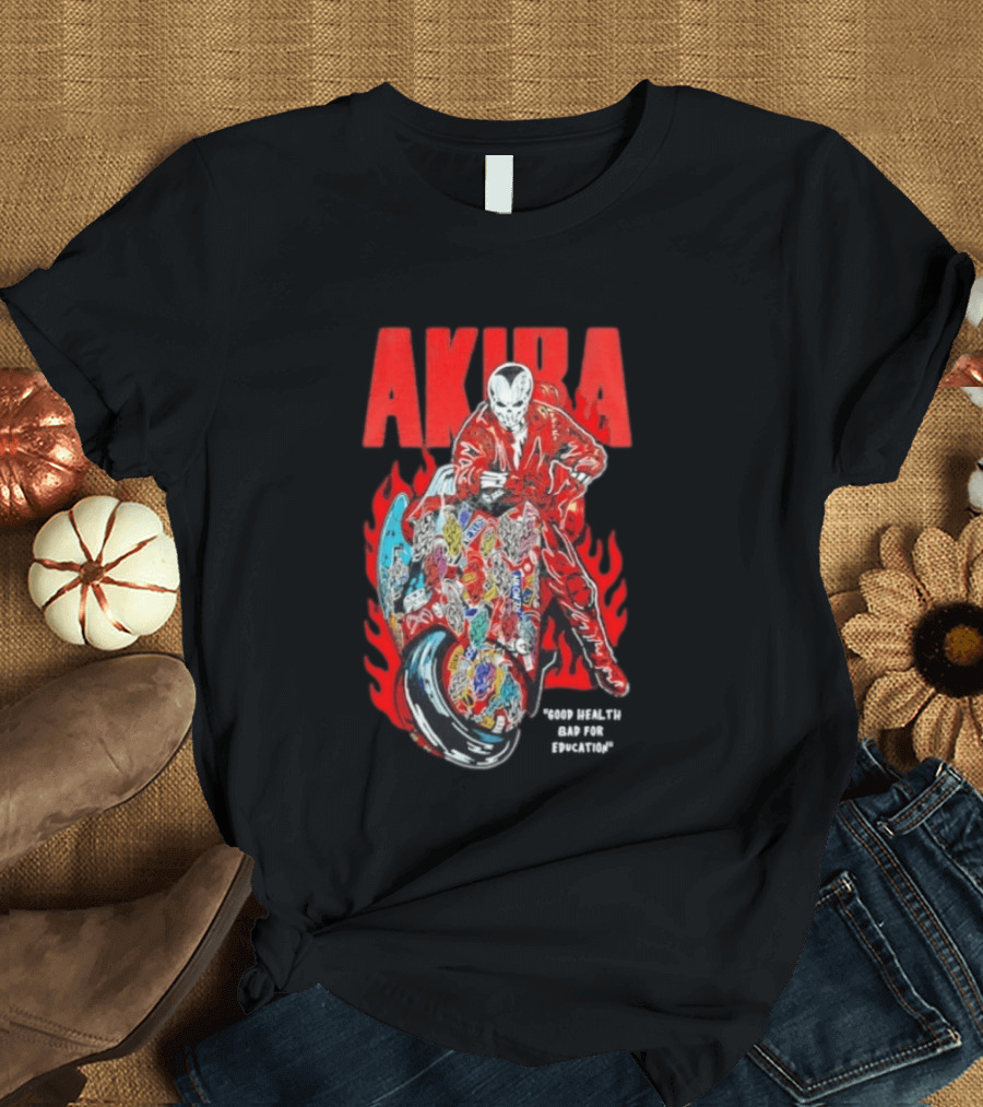 Akira Good For Health Bad For Education Iconic Motorcycle T-Shirt