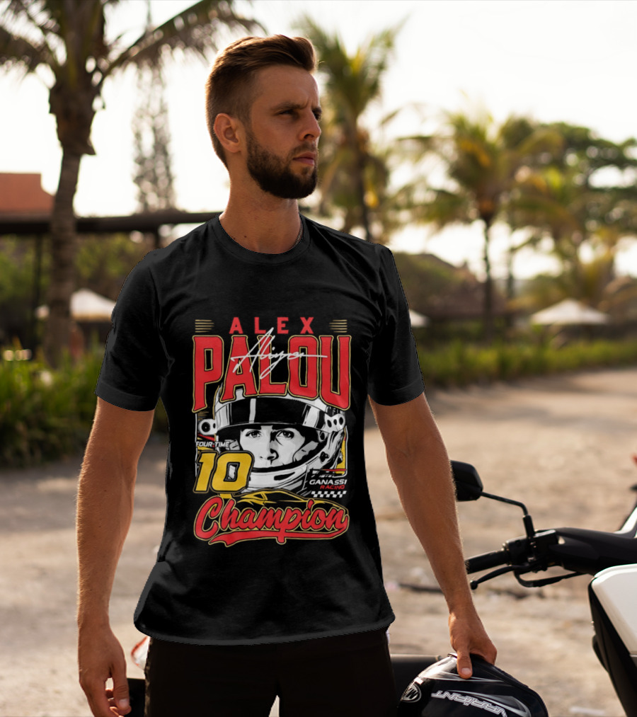 Alex Palou Autograph 10 Champion Racing Helmets T-Shirt