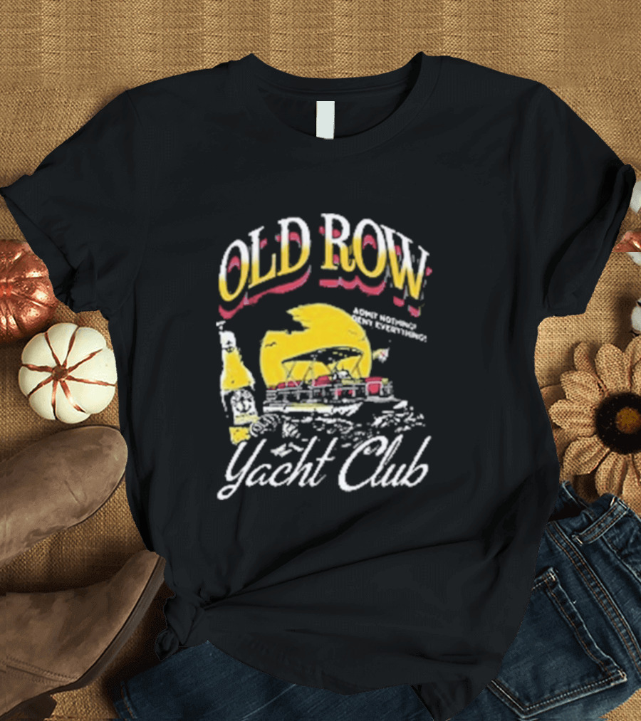 Old Row Yacht Club Retro Nautical Theme With Sailboat And Sunset T-Shirt