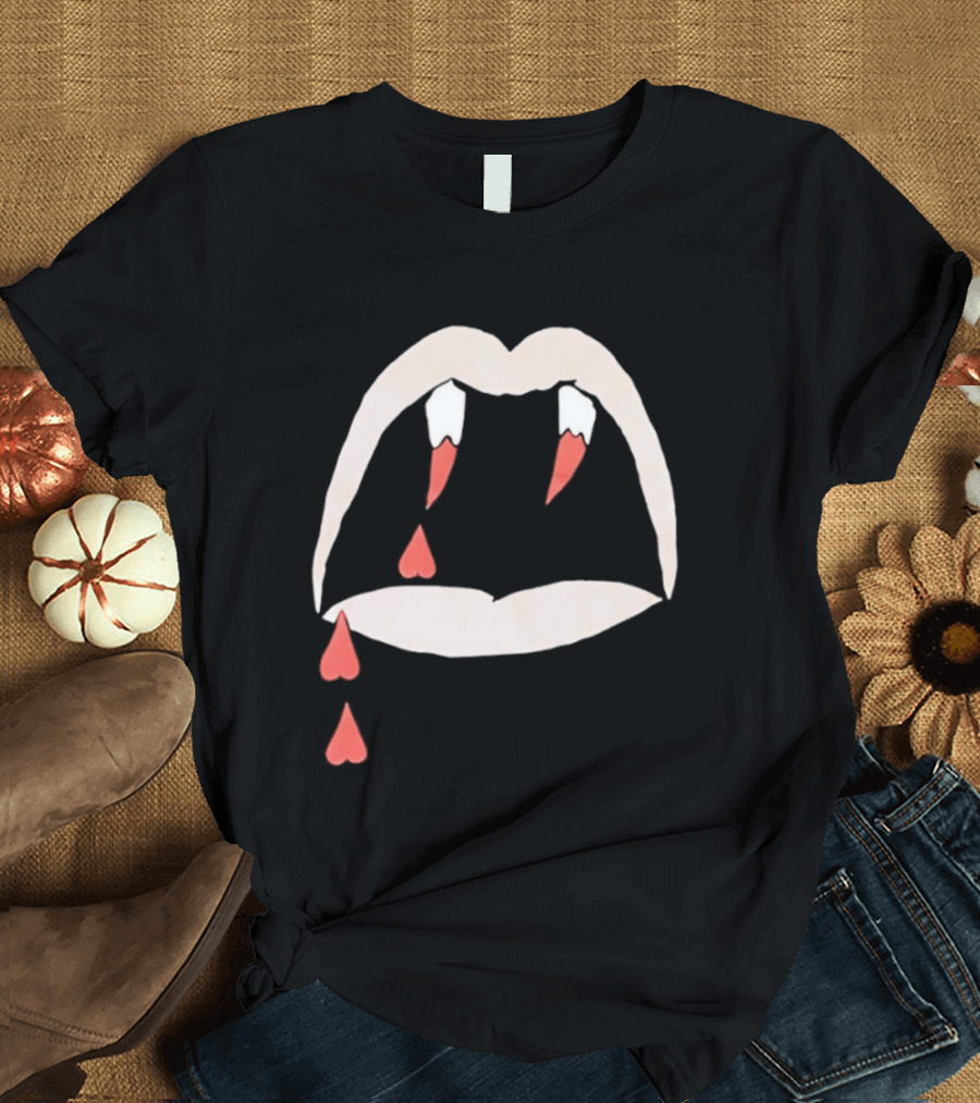 Saint Laurent AW14 Bloodluster Vampire Teeth And Blood Drops T-Shirt