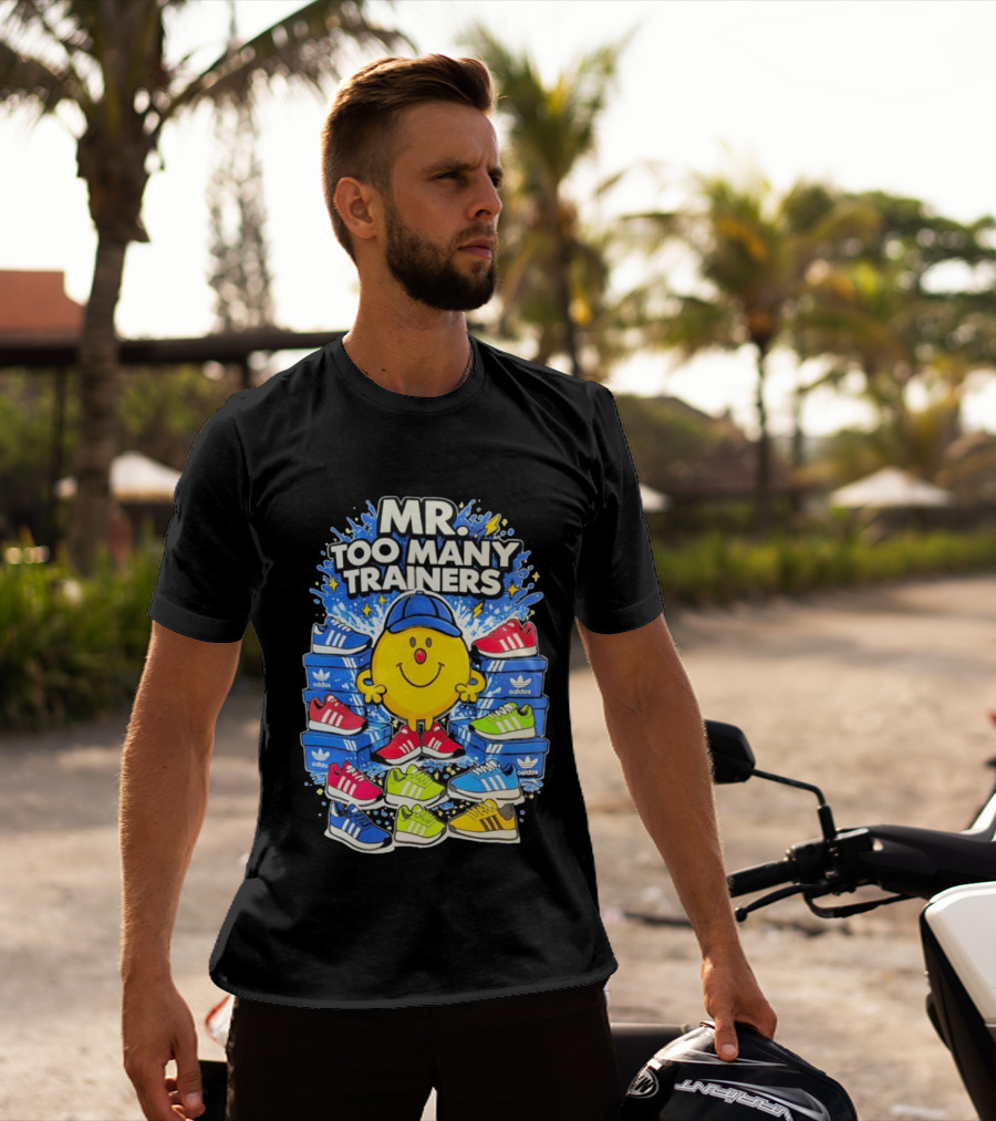 Mr Too Many Trainers Adidas Shoe Boxes Fun Sports T-Shirt