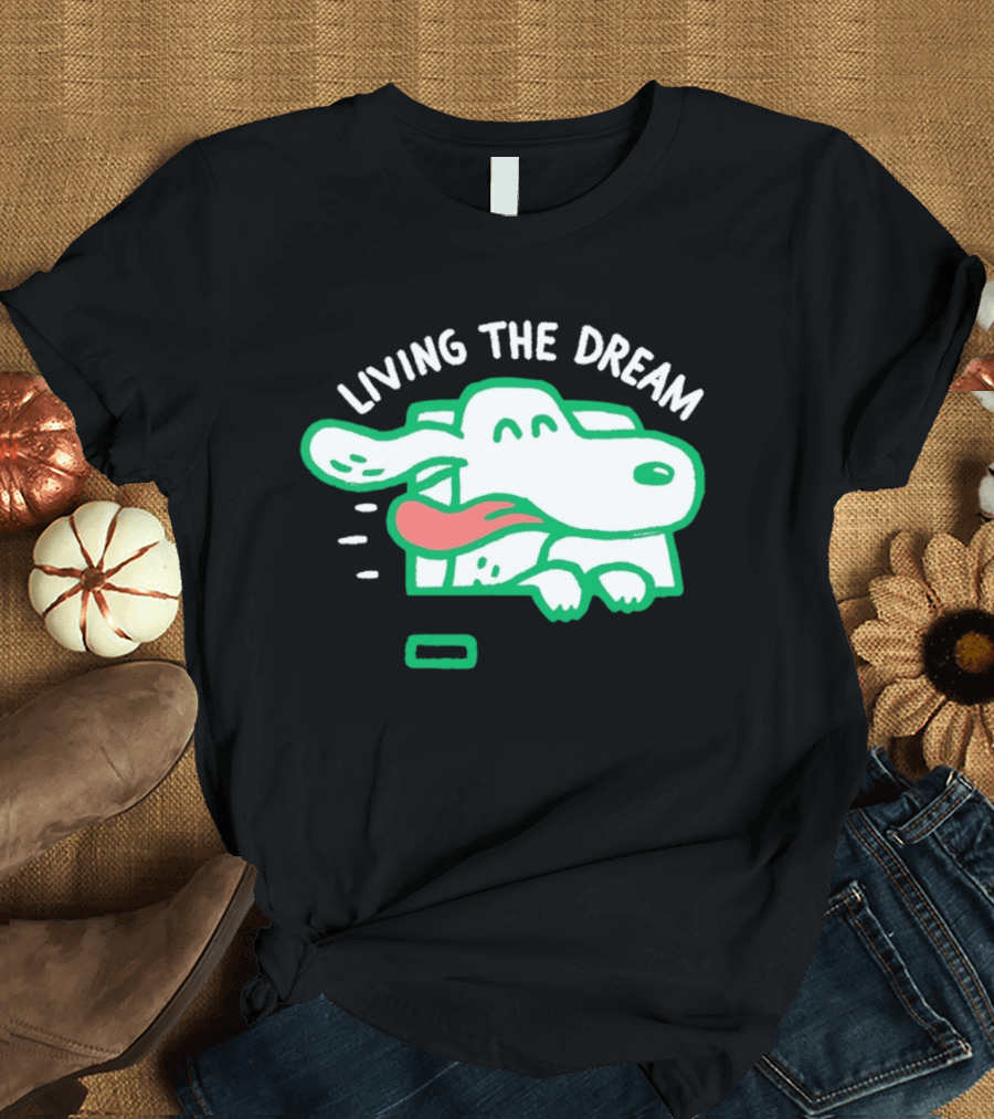 Living The Dream Dog Joyfully Enjoying Car Ride With Head Out The Window T-Shirt