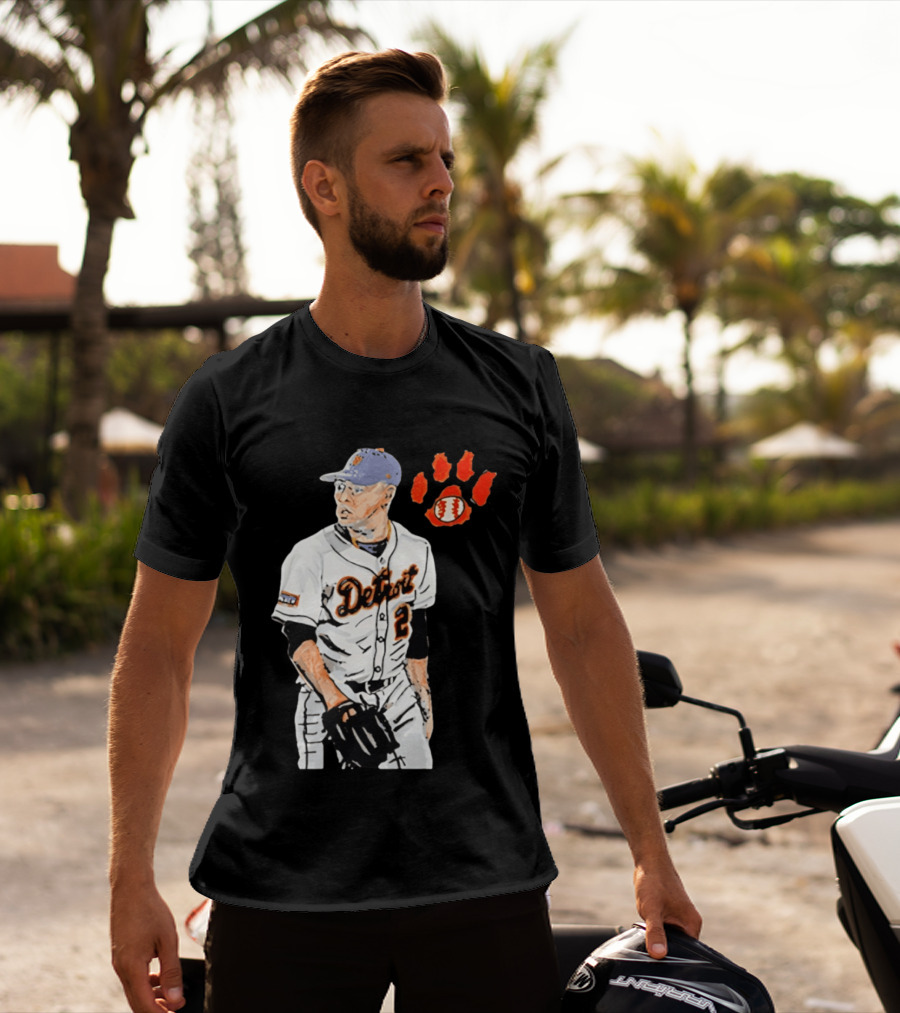 Detroit Tigers Tarik Skubal Baseball Cartoon Character With Paw Print And Baseball T-Shirt