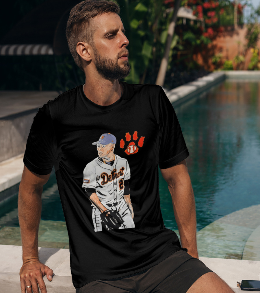 Detroit Tigers Tarik Skubal Baseball Cartoon Character With Paw Print And Baseball T-Shirt