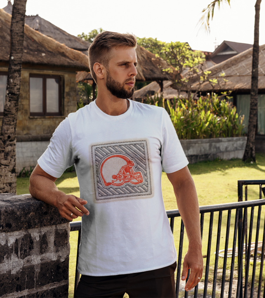 Browns 2026 Training Camp Helmet Patch Retro Style Embroidery T-Shirt