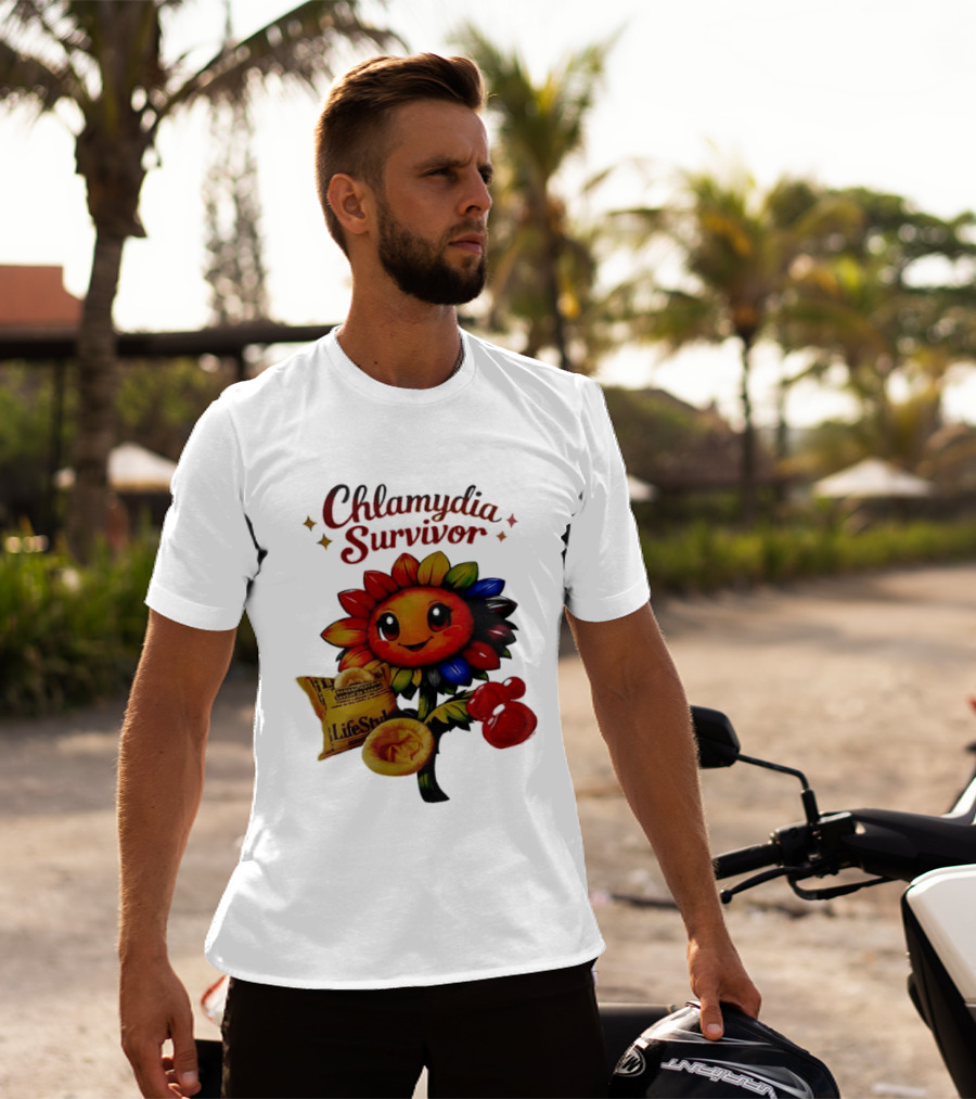 Chlamydia Survivor Rainbow Sunflower LifeStyles Condom Sexual Health Awareness STI STD T-Shirt