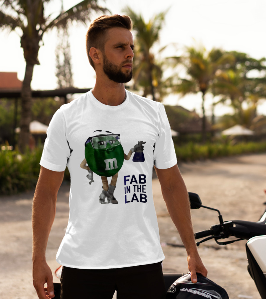 Green M&M Fab In The Lab Safety Goggles Flask T-Shirt